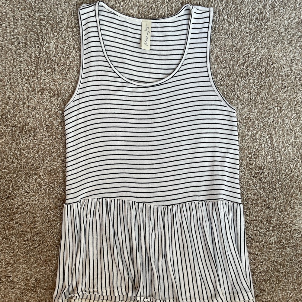 Allison Joy Striped Peplum Tank Top Size Small